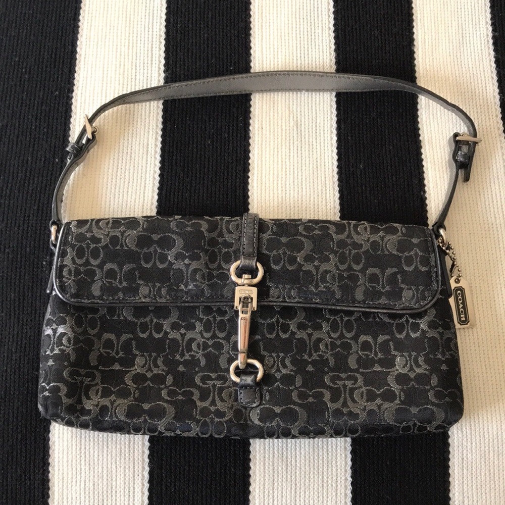 Coach Metallic Signature Baguette Demi Clip Purse